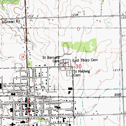 Topographic Map of Saint Bernard Cemetery, WI