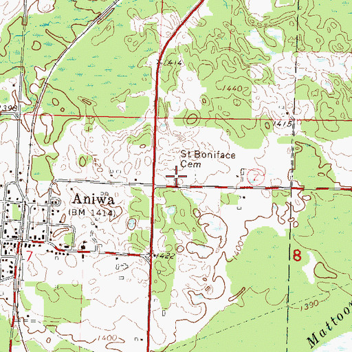 Topographic Map of Saint Boniface Cemetery, WI