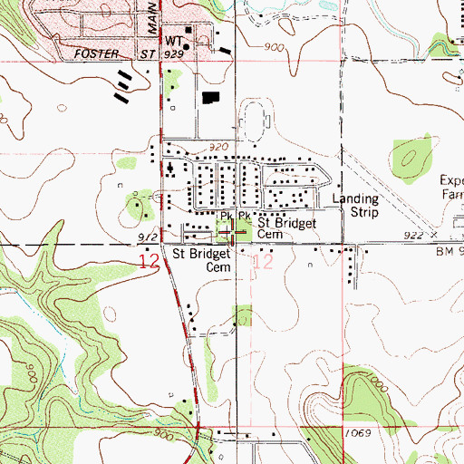 Topographic Map of Saint Bridget Cemetery, WI