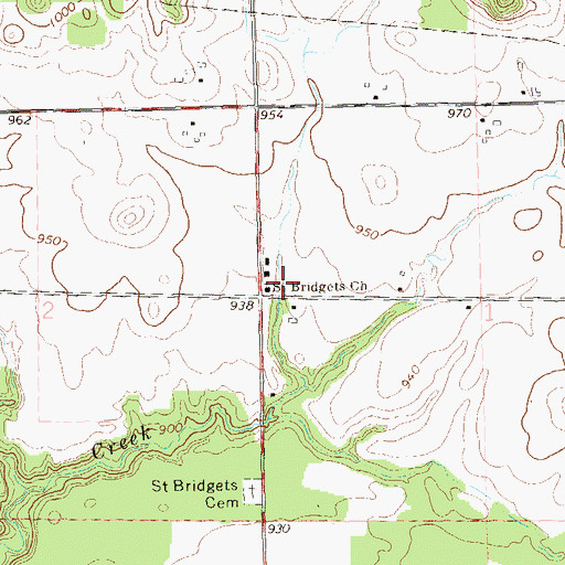 Topographic Map of Saint Bridgets Church, WI