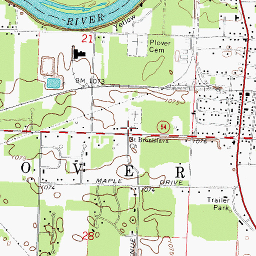 Topographic Map of Saint Bronislava Church, WI