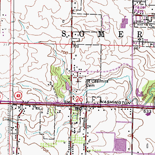 Topographic Map of Saint Casimir Cemetery, WI