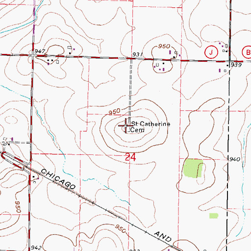 Topographic Map of Saint Catherine Cemetery, WI