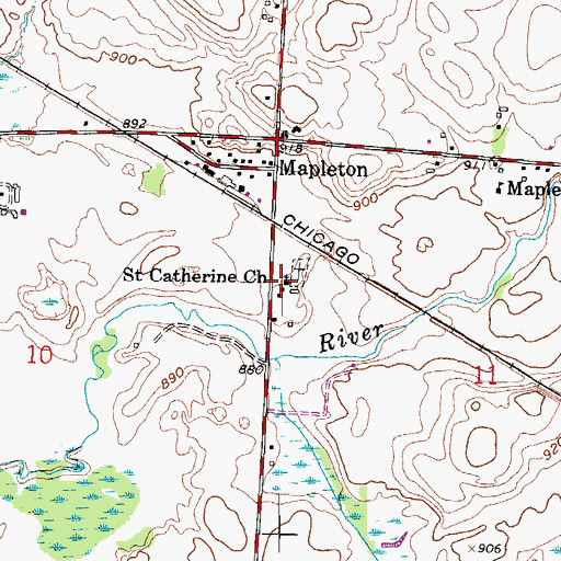 Topographic Map of Saint Catherine Church, WI