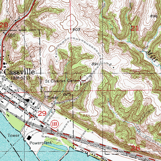 Topographic Map of Saint Charles Cemetery, WI