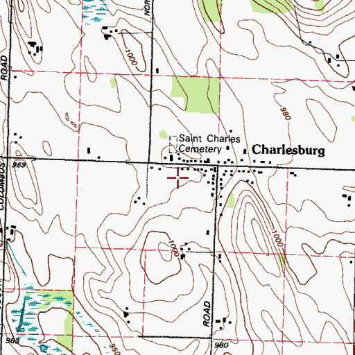 Topographic Map of Saint Charles Cemetery, WI