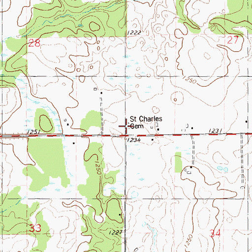 Topographic Map of Saint Charles Cemetery, WI