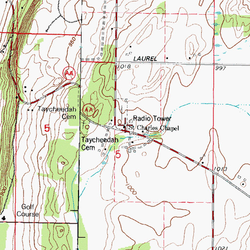 Topographic Map of Saint Charles Chapel, WI