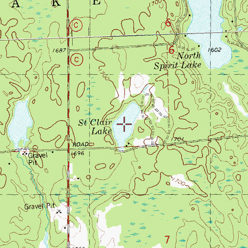 Topographic Map of Saint Clair Lake, WI