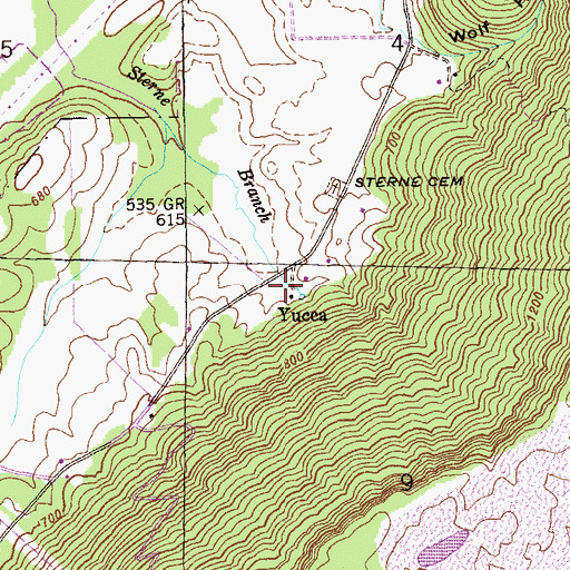 Topographic Map of Yucca, AL