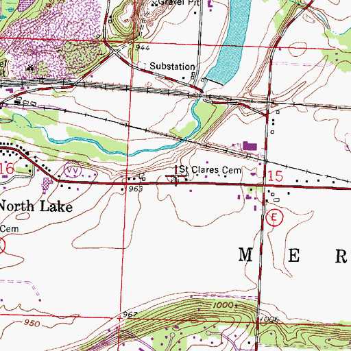 Topographic Map of Saint Clares Cemetery, WI