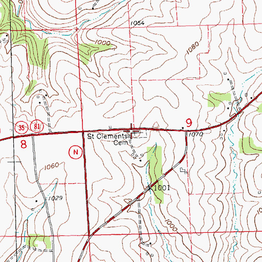 Topographic Map of Saint Clements Cemetery, WI
