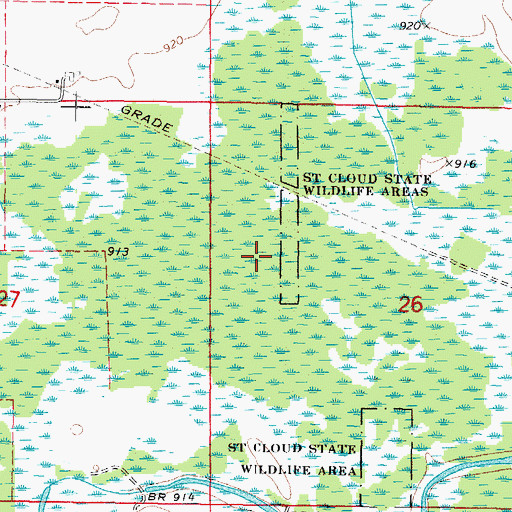 Topographic Map of Saint Cloud State Wildlife Areas, WI