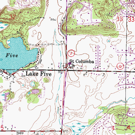 Topographic Map of Saint Columbia Church, WI