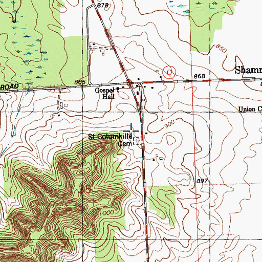 Topographic Map of Saint Columkille Church, WI