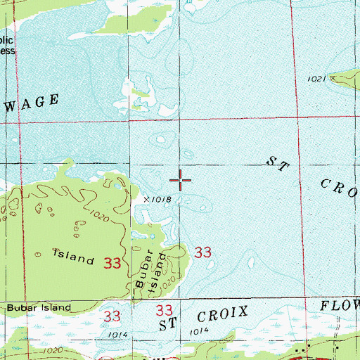 Topographic Map of Saint Croix Flowage, WI