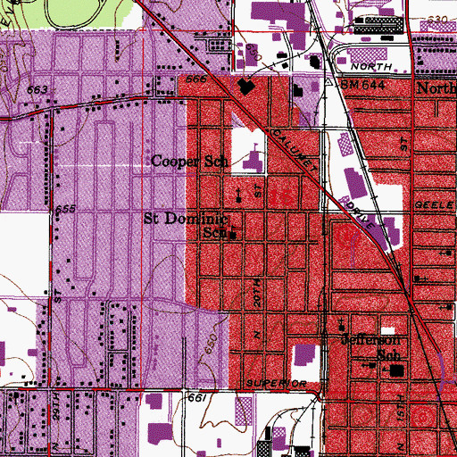 Topographic Map of Saint Dominic Elementary School, WI
