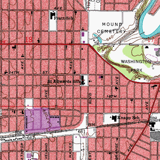 Topographic Map of Saint Edward Grade School, WI