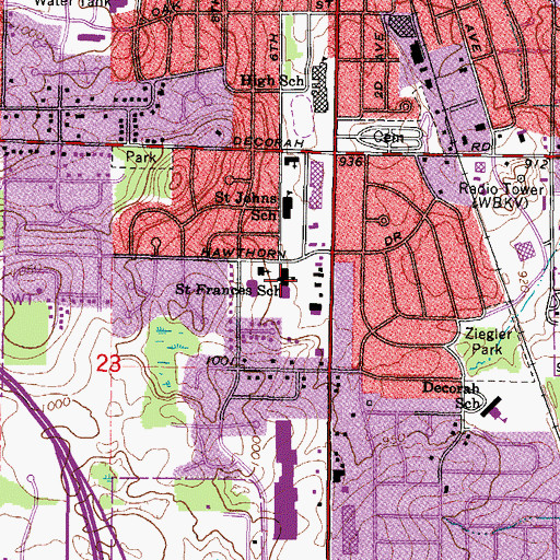 Topographic Map of Saint Frances Cabrini School, WI