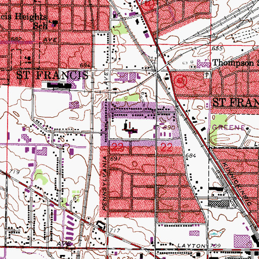 Topographic Map of Saint Francis, WI