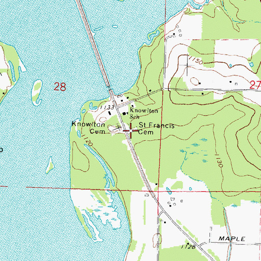 Topographic Map of Saint Francis Cemetery, WI