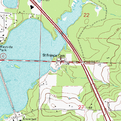 Topographic Map of Saint Francis Cemetery, WI