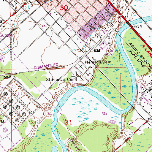 Topographic Map of Saint Francis Cemetery, WI