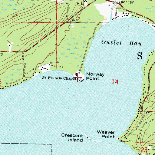 Topographic Map of Saint Francis Chapel, WI