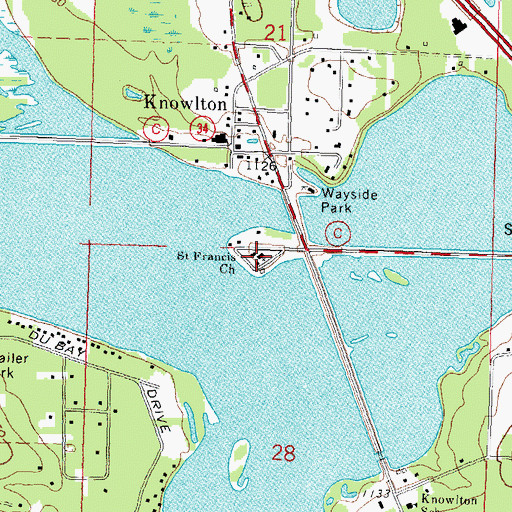 Topographic Map of Saint Francis Church, WI