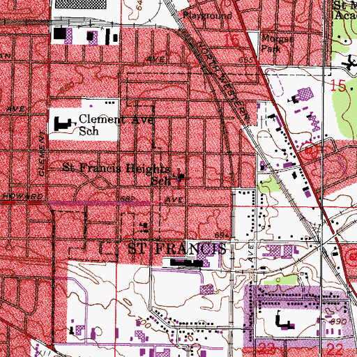 Topographic Map of Saint Francis Heights School, WI