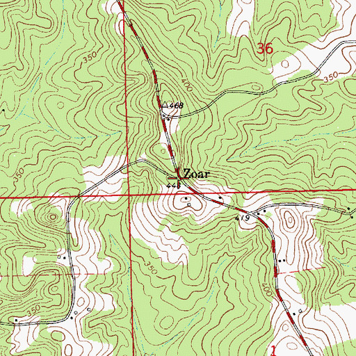 Topographic Map of Zoar, AL
