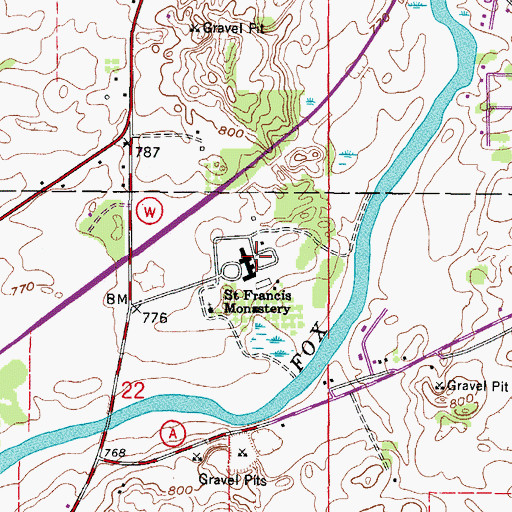Topographic Map of Saint Francis Monastery, WI