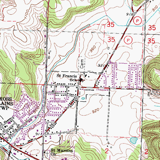 Topographic Map of Saint Francis Xavier School, WI