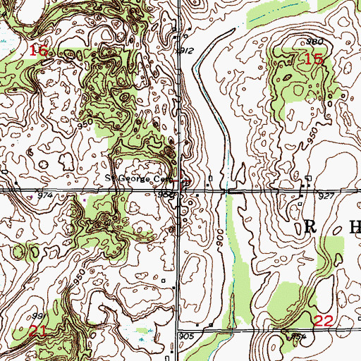 Topographic Map of Saint George Cemetery, WI