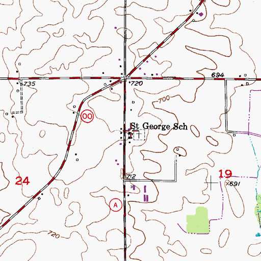 Topographic Map of Saint George School, WI
