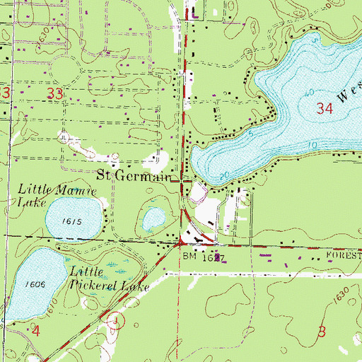 Topographic Map of Saint Germain, WI