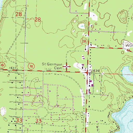 Topographic Map of Saint Germain Cemetery, WI