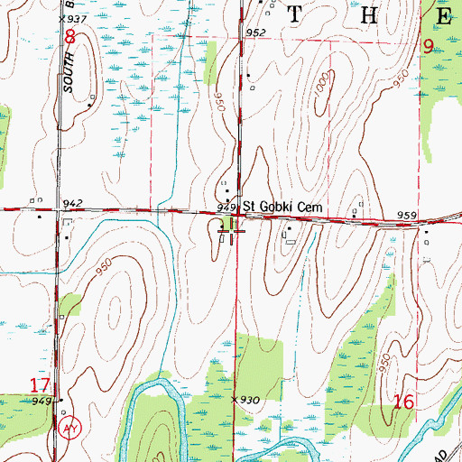 Topographic Map of Saint Gobki Cemetery, WI