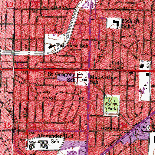 Topographic Map of Saint Gregory the Great School, WI