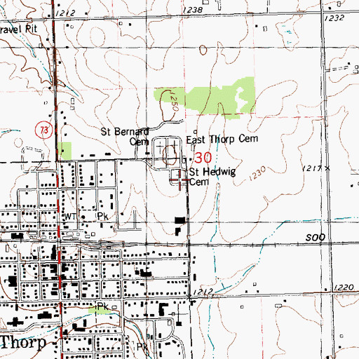 Topographic Map of Saint Hedwig Cemetery, WI