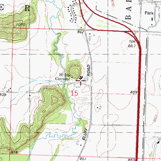 Topographic Map of Saint Ida Convent, WI