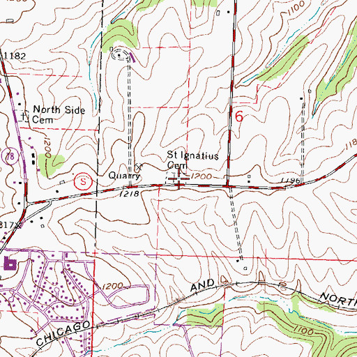 Topographic Map of Saint Ignatius Calvary Cemetery, WI