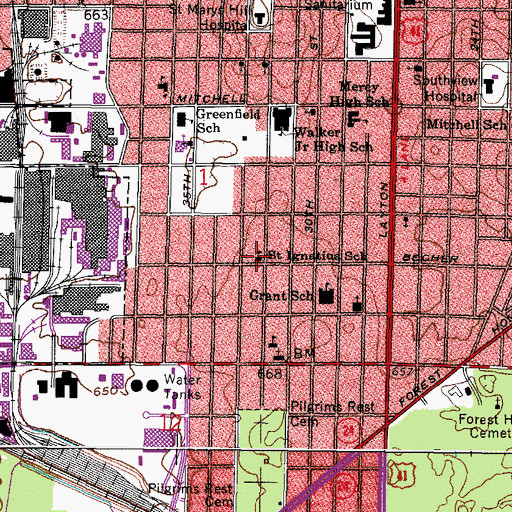 Topographic Map of Saint Ignatius School, WI