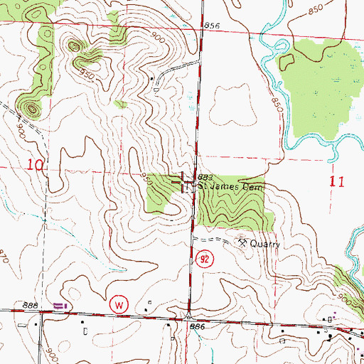 Topographic Map of Saint James Cemetery, WI