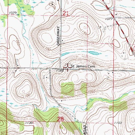 Topographic Map of Saint James Cemetery, WI