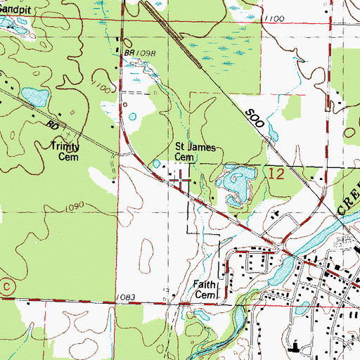 Topographic Map of Saint James Cemetery, WI