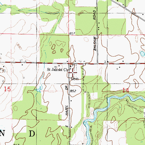 Topographic Map of Saint Jakobi Lutheran Church, WI