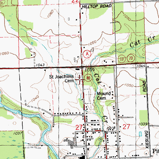 Topographic Map of Saint Joachims Cemetery, WI
