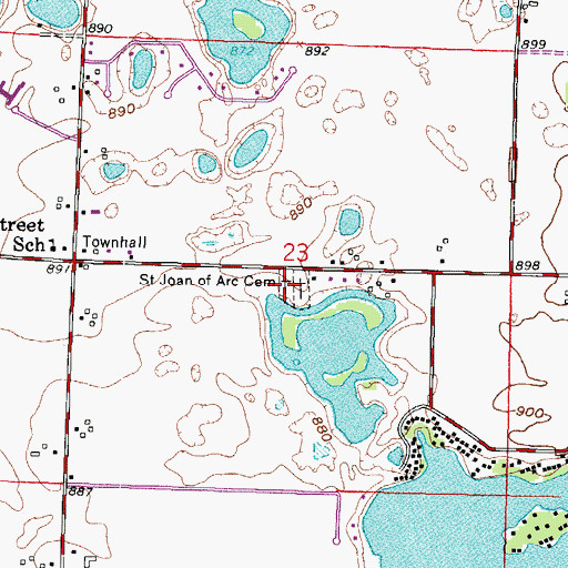 Topographic Map of Saint Joan of Arc Cemetery, WI
