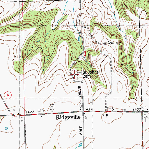 Topographic Map of Saint Johns Cemetery, WI